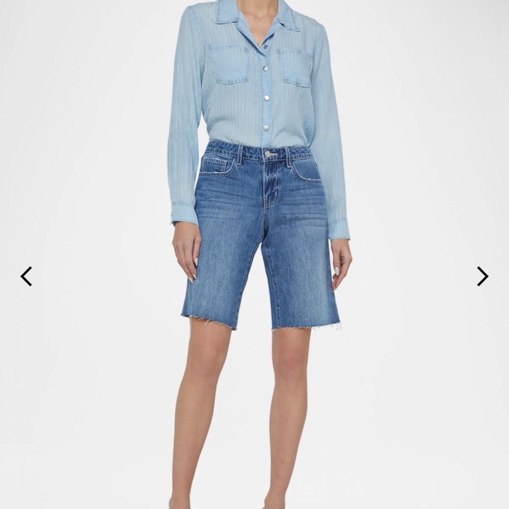 L'AGENCE Elisa Blue Jean Bermuda Shorts